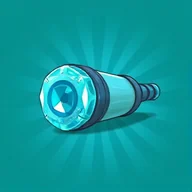 Painted collectible: a cannon of glowing turquoise crystal.