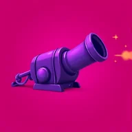 Painted collectible: a violet cannon with a magical muzzle flash.