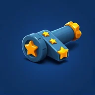 Painted collectible: a dark blue cannon covered in golden stars.