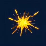 Painted collectible: a bright yellow lightning strike.