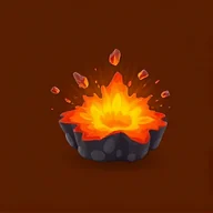 Painted collectible: a glowing lava crater.
