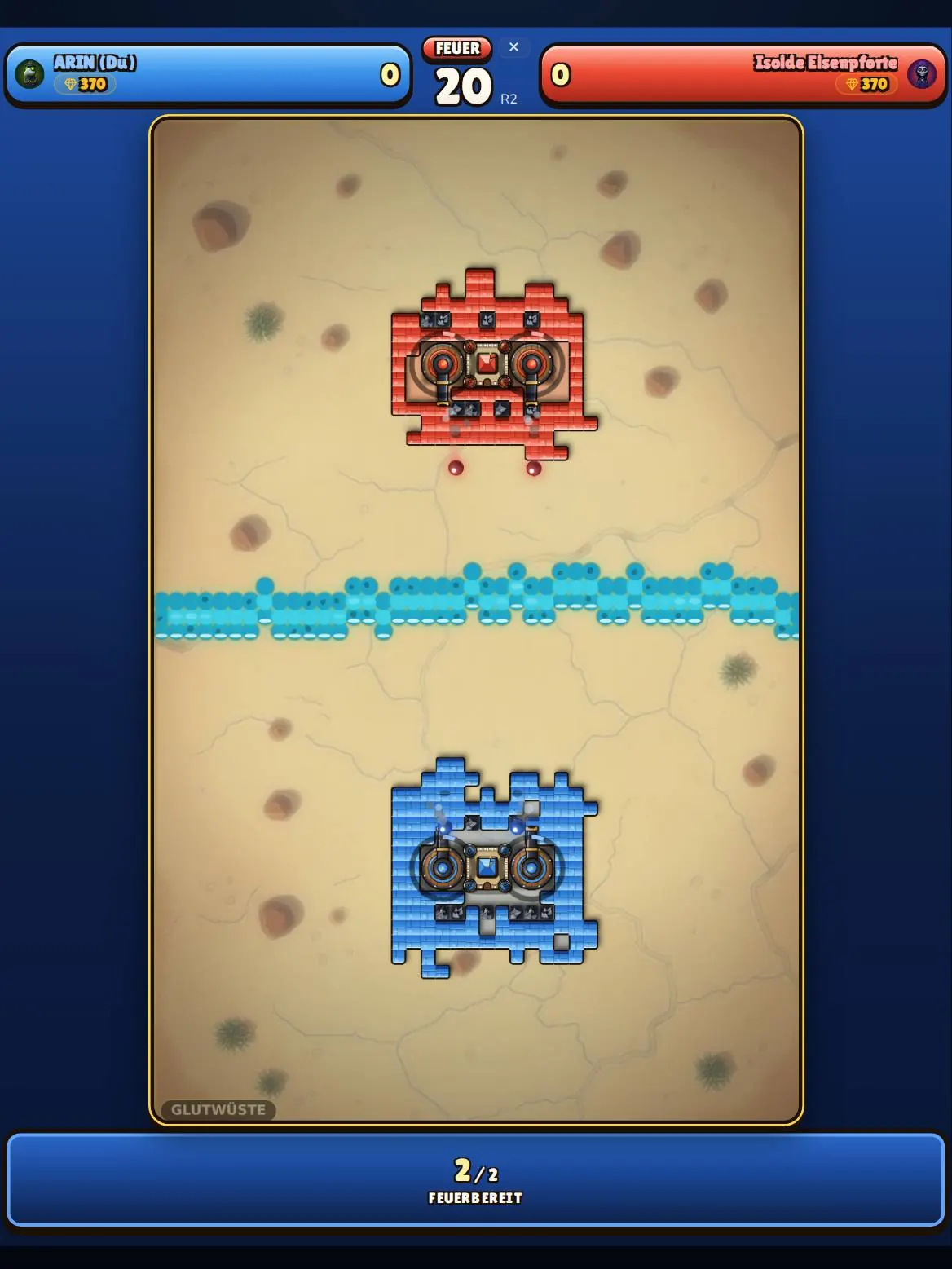The same match on an iPad: the board fills the height, the header with both players spans the full width.