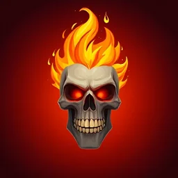 Painted avatar: a skull with roaring flames on top.
