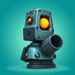 Painted avatar: a small cannon robot with a glowing orange eye.