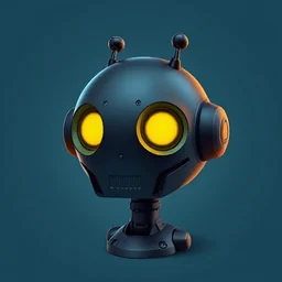 Painted avatar: a round black robot with glowing yellow eyes.