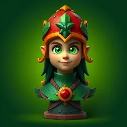 Painted avatar: a forest keeper in a green cloak with a crown of leaves.